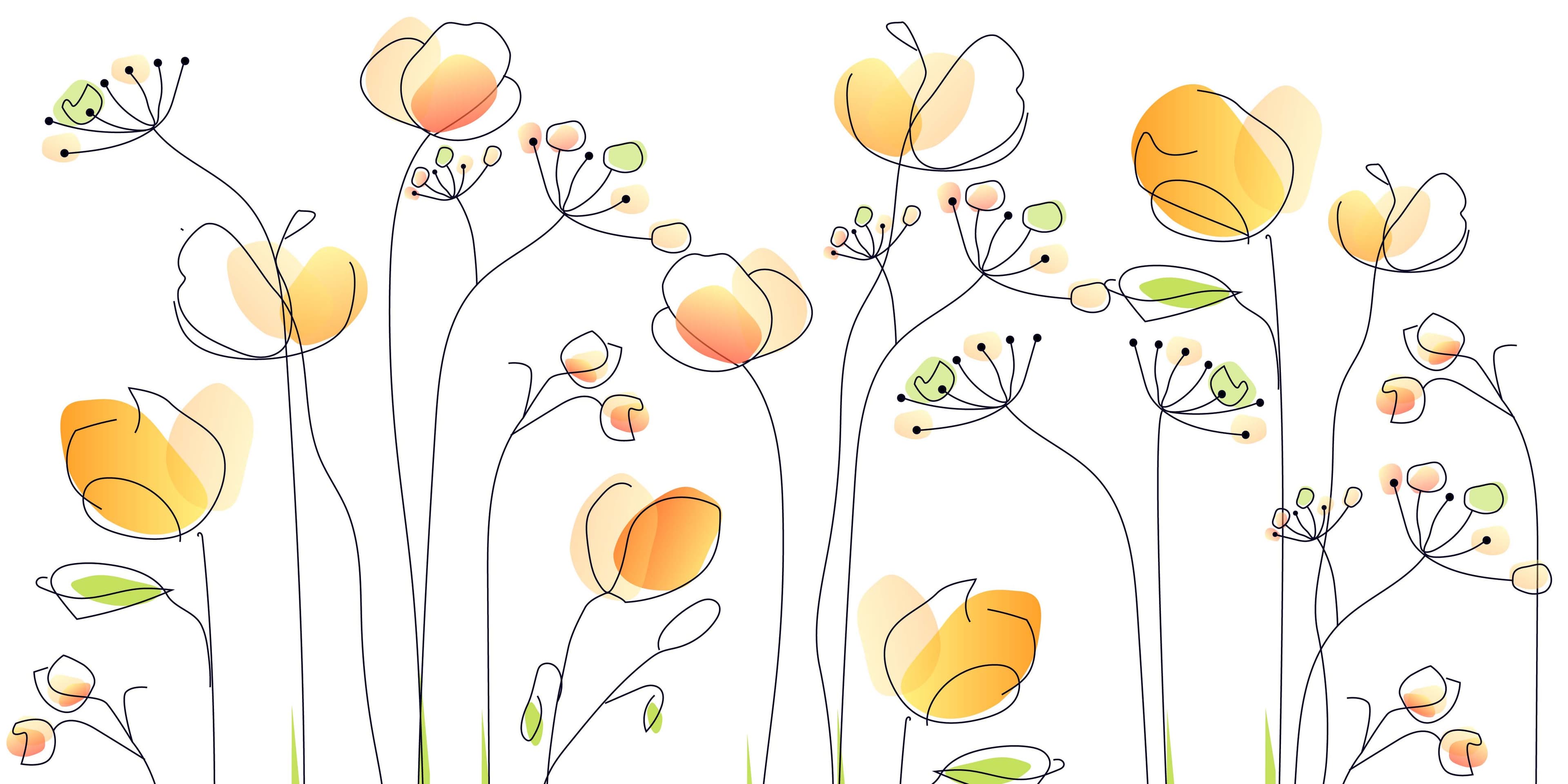 Orange watercolor wildflowers