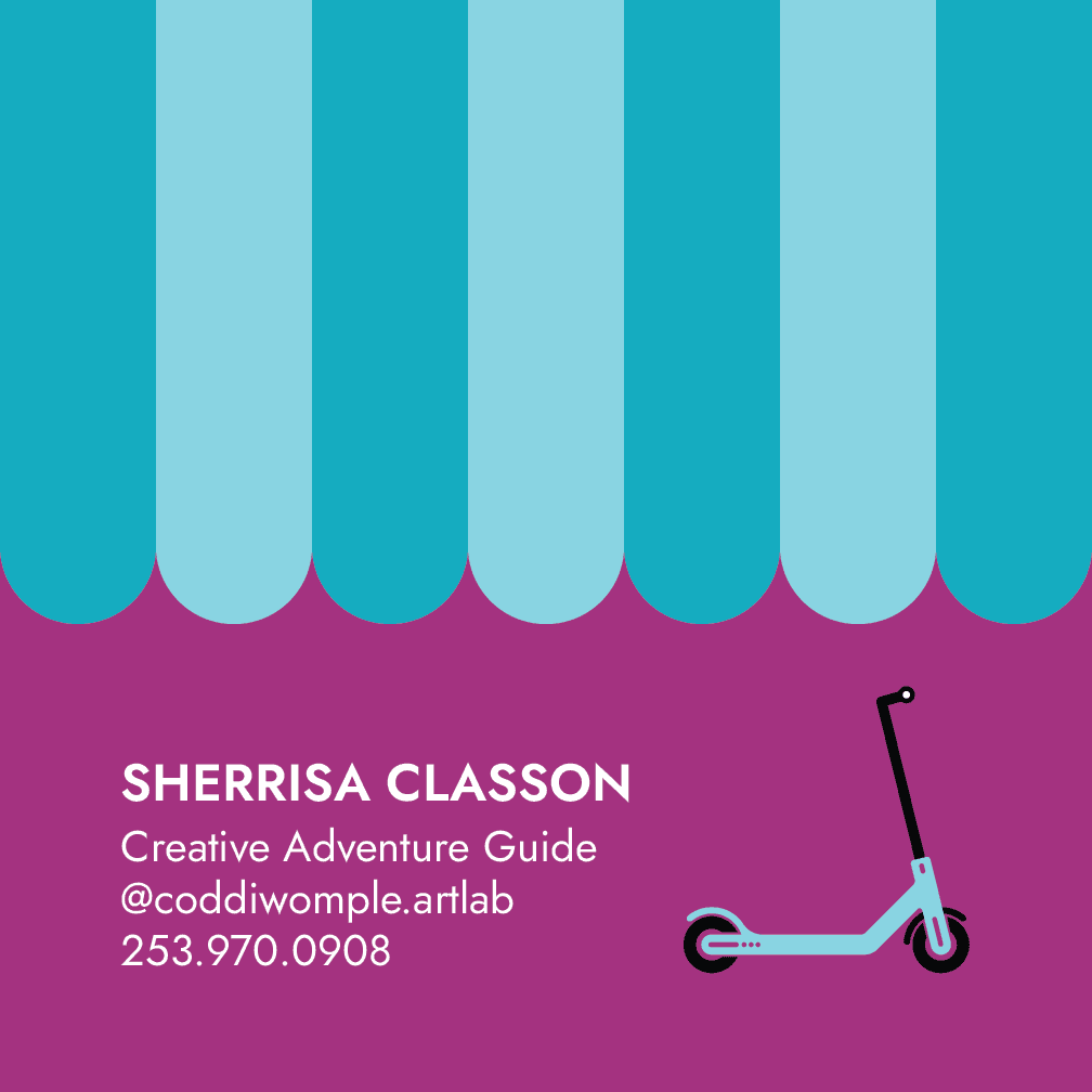 Front of Coddiwomple Art QR promotional card